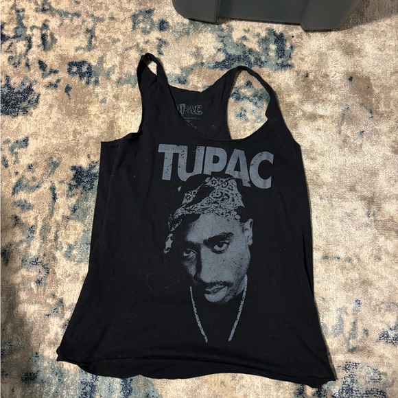 Black Tupac Graphic Tank Top - Picture 2 of 3